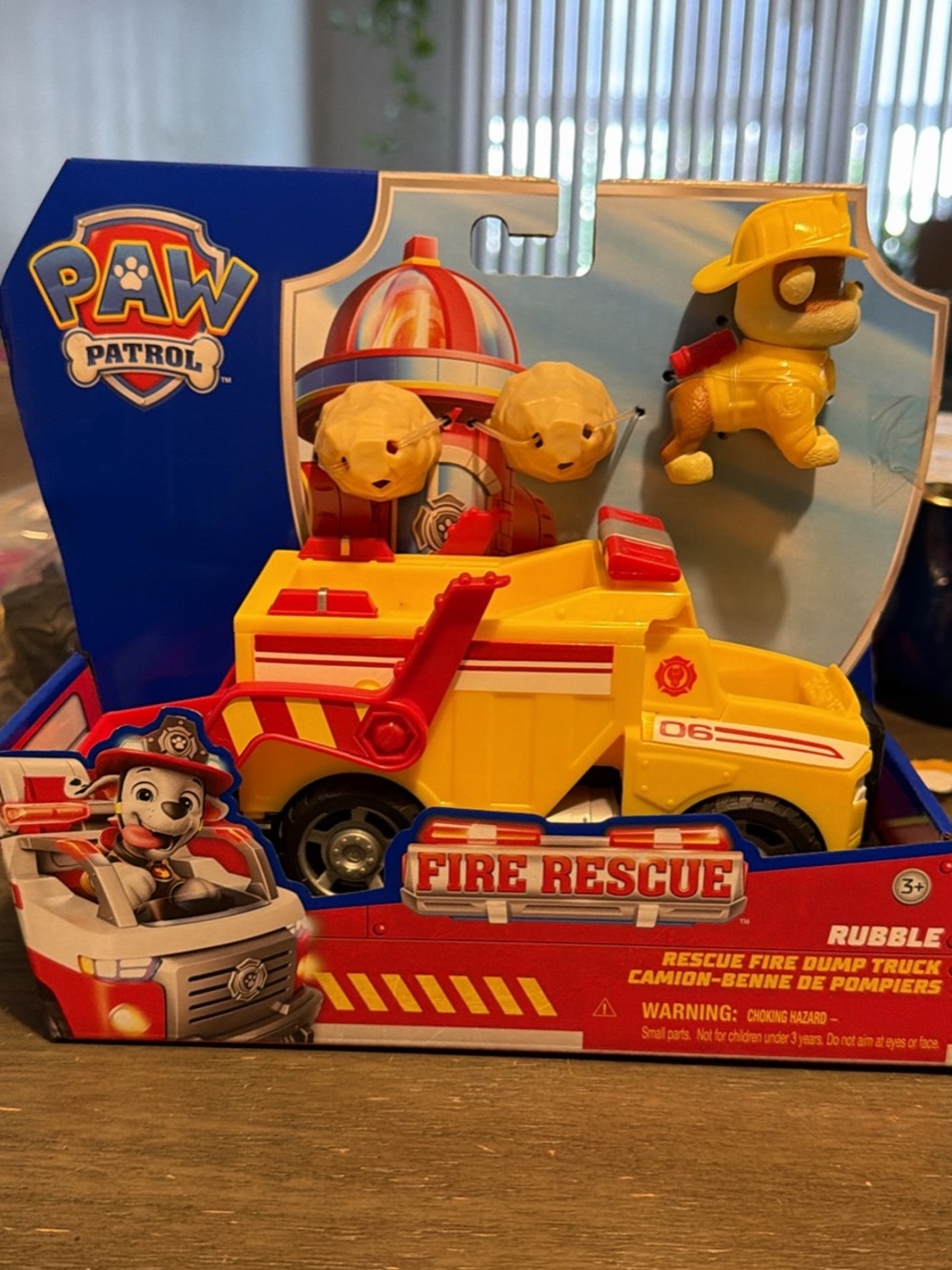 Nickelodeon PAW Patrol Rubble Yellow Fire Rescue Dump Truck Vehicle Playset